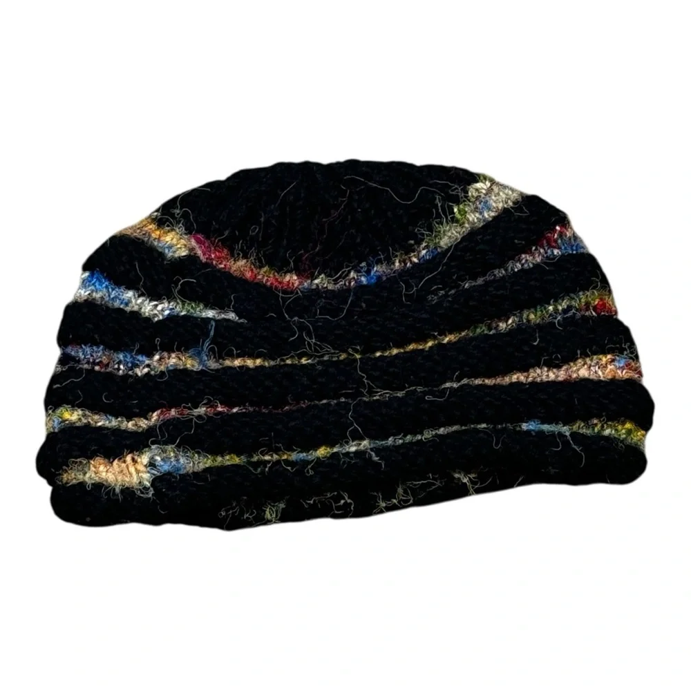 Handmade Wool Knit Beanie Ribbed Hippie Boho Space Dye Hat